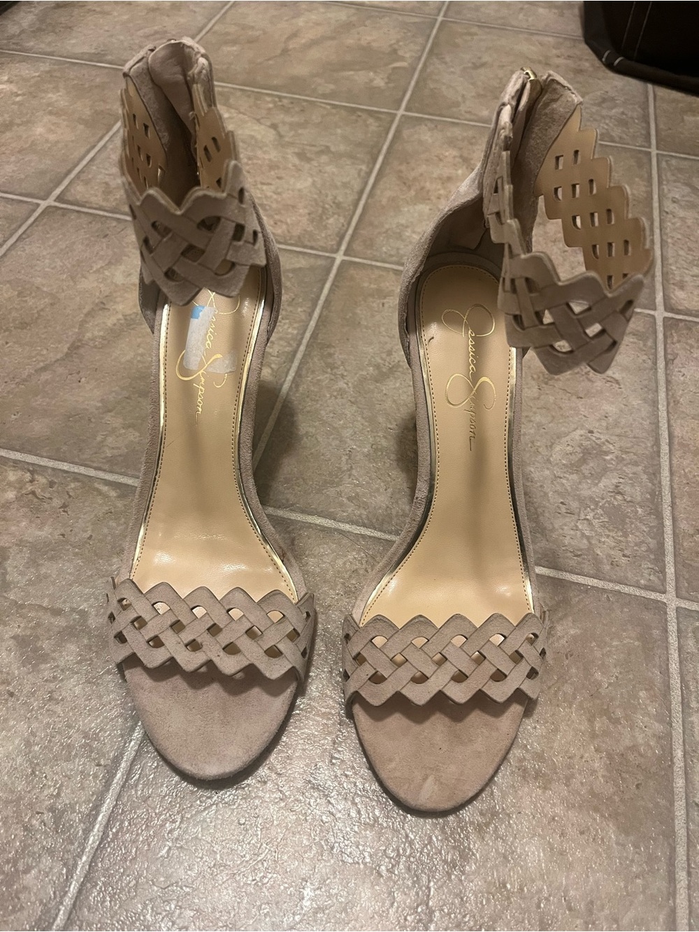 Jessica Simpson Jezelle Suede Stiletto Heel with Ankle Strap